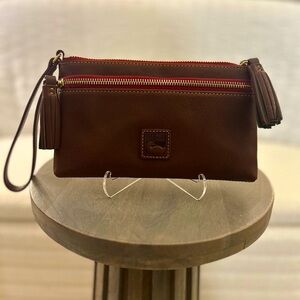 Dooney and Bourke Florentine Double Zip Wristlet Clutch in CHESTNUT
